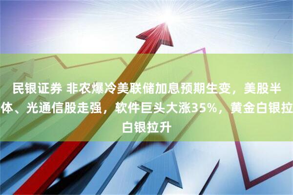 民银证券 非农爆冷美联储加息预期生变，美股半导体、光通信股走强，软件巨头大涨35%，黄金白银拉升