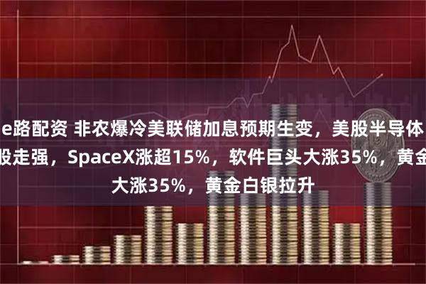 e路配资 非农爆冷美联储加息预期生变，美股半导体、光通信股走强，SpaceX涨超15%，软件巨头大涨35%，黄金白银拉升